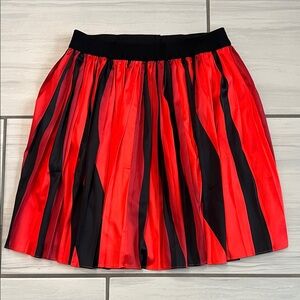 AKIRA Vibrant Red and Black Striped A-Line Mini Skirt Elastic Waist